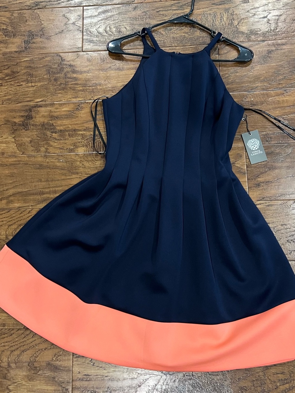 Vince Camuto Scuba Halter Fit & Flare Dress